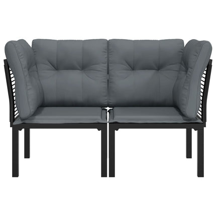hjørnemoduler til havesofa 2 stk. m. hynder polyrattan sort grå