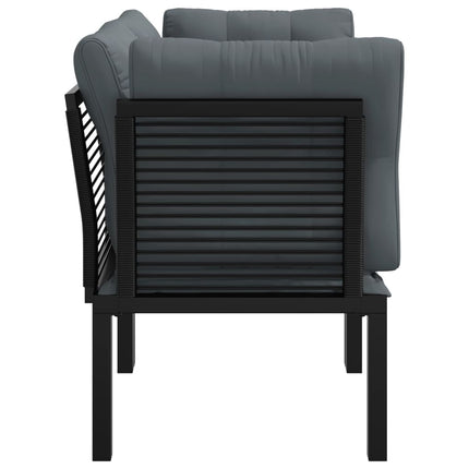 hjørnemoduler til havesofa 2 stk. m. hynder polyrattan sort grå