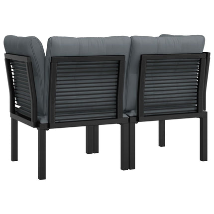 hjørnemoduler til havesofa 2 stk. m. hynder polyrattan sort grå