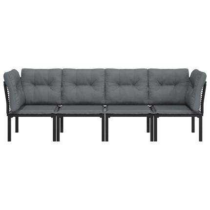 loungesæt til haven 4 dele polyrattan sort og grå