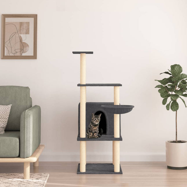 kradsetræ med sisalstolper 132 cm mørkegrå