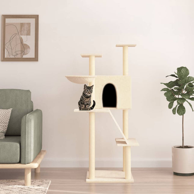 kradsetræ med sisalkradsestolper 143 cm cremefarvet