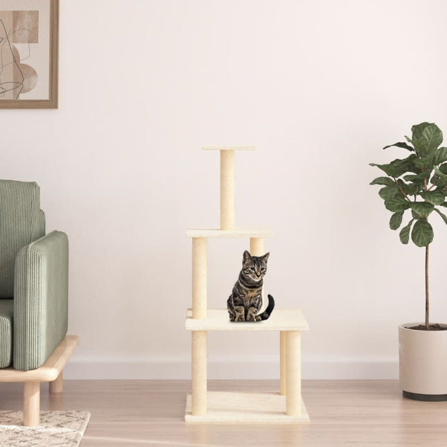 kradsetræ med sisalkradsestolper 111 cm cremefarvet