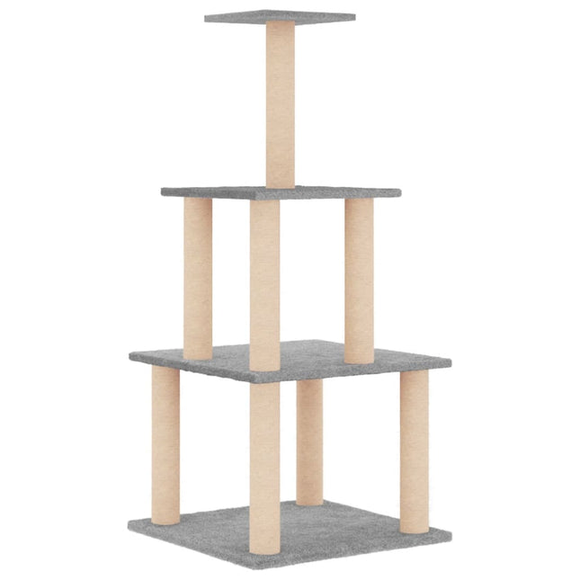 kradsetræ med sisalstolper 111 cm lysegrå
