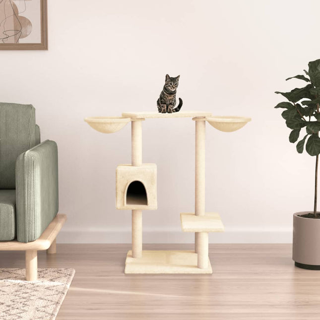 kradsetræ med sisalstolper 82 cm cremefarvet
