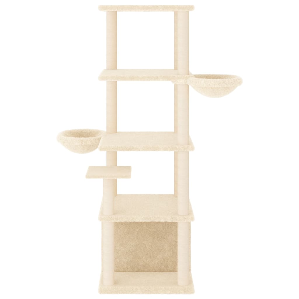 kradsetræ med sisalstolper 147 cm cremefarvet