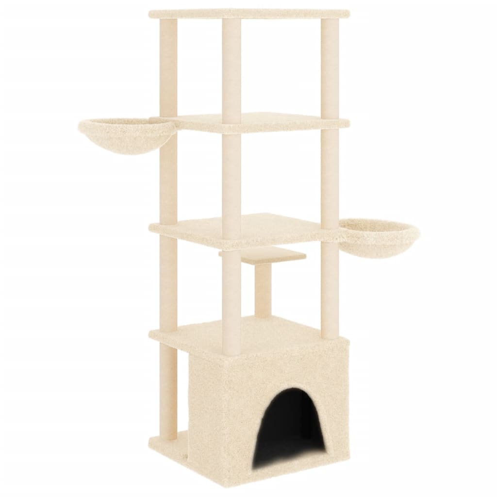 kradsetræ med sisalstolper 147 cm cremefarvet