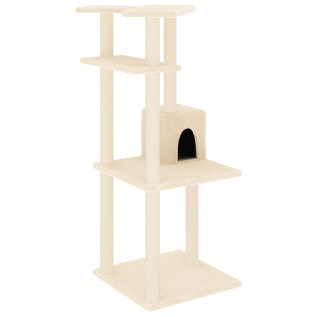 kradsetræ med sisalstolper 123 cm cremefarvet