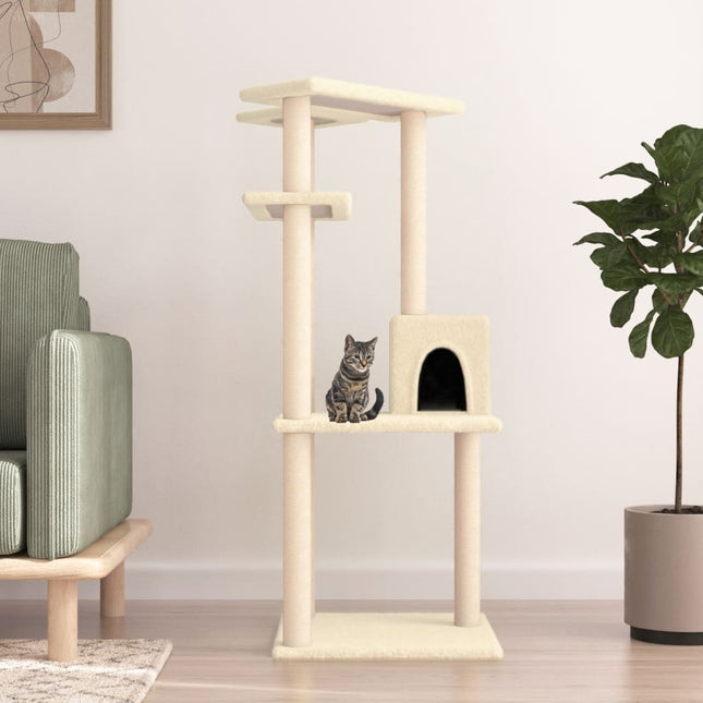 kradsetræ med sisalstolper 123 cm cremefarvet