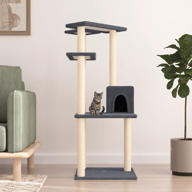kradsetræ med sisalstolper 123 cm mørkegrå