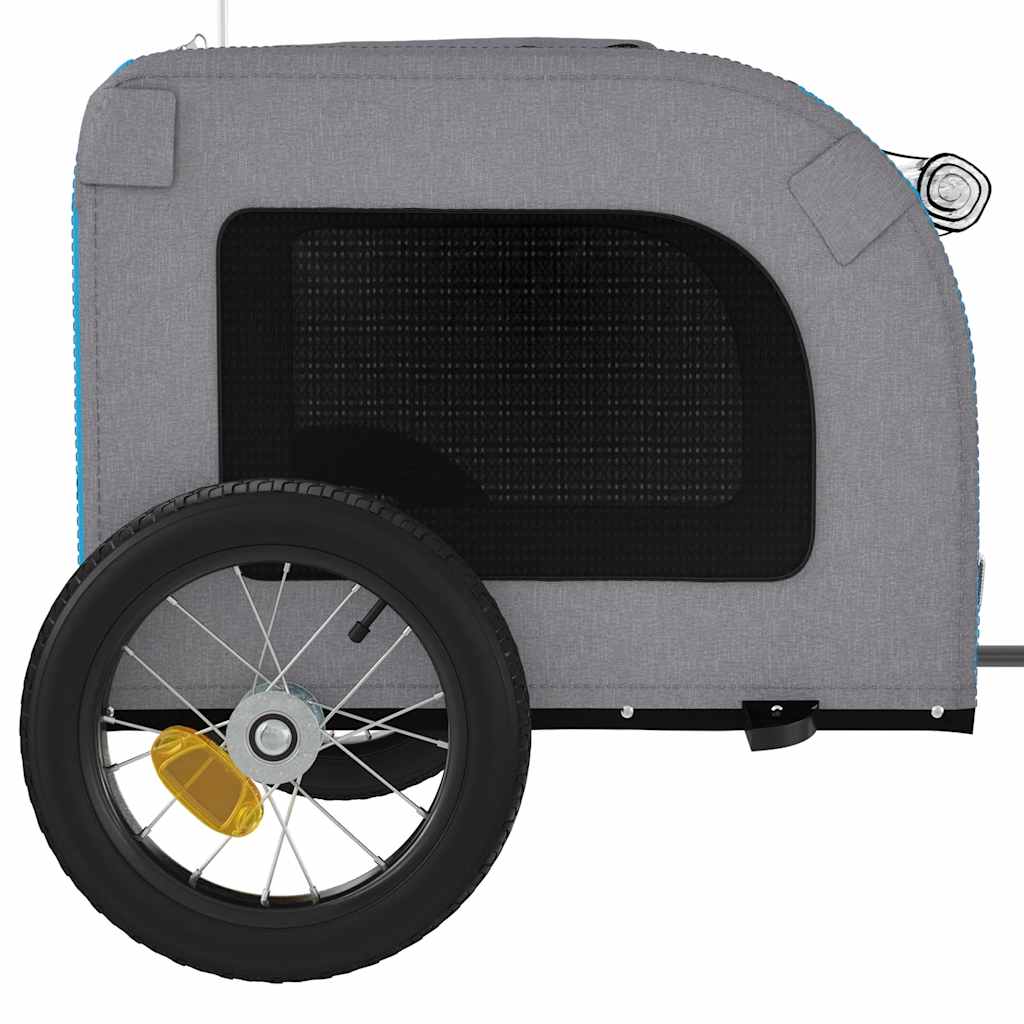 cykeltrailer til kæledyr oxfordstof og jern blå og grå