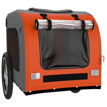 cykeltrailer til kæledyr oxfordstof og jern orange og grå