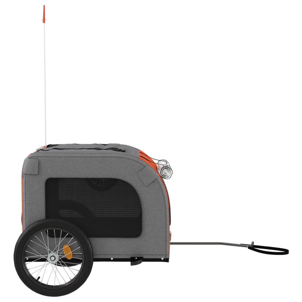 cykeltrailer til kæledyr oxfordstof og jern orange og grå