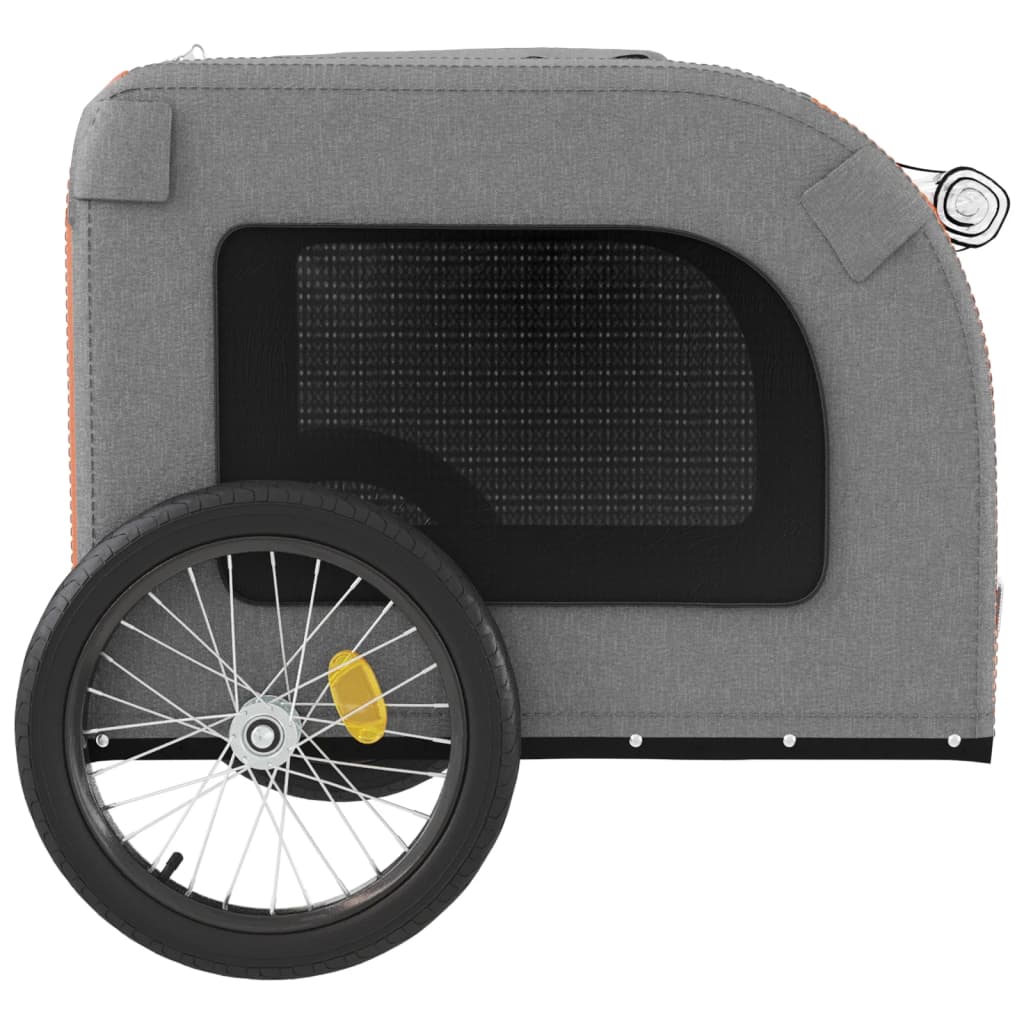 cykeltrailer til kæledyr oxfordstof og jern orange og grå