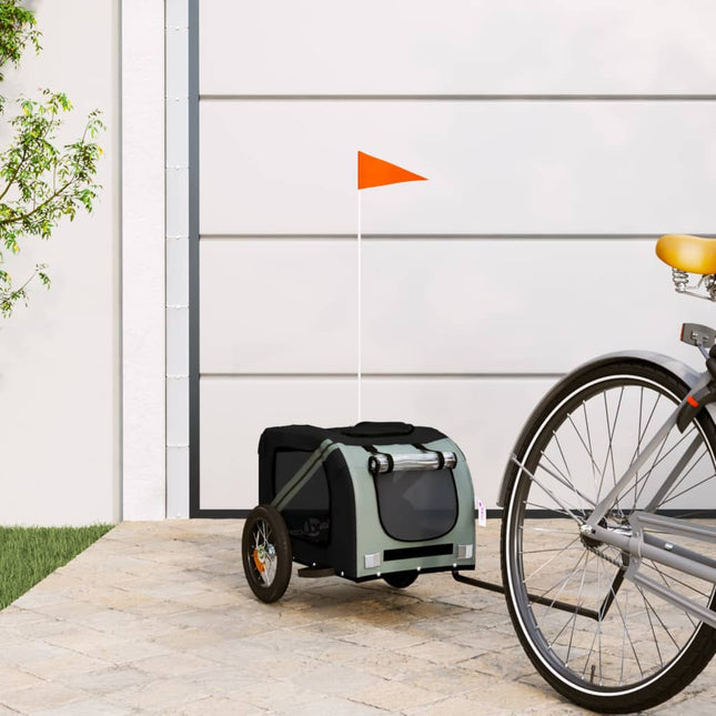 hundetrailer til cykel oxfordstof og jern grå og sort