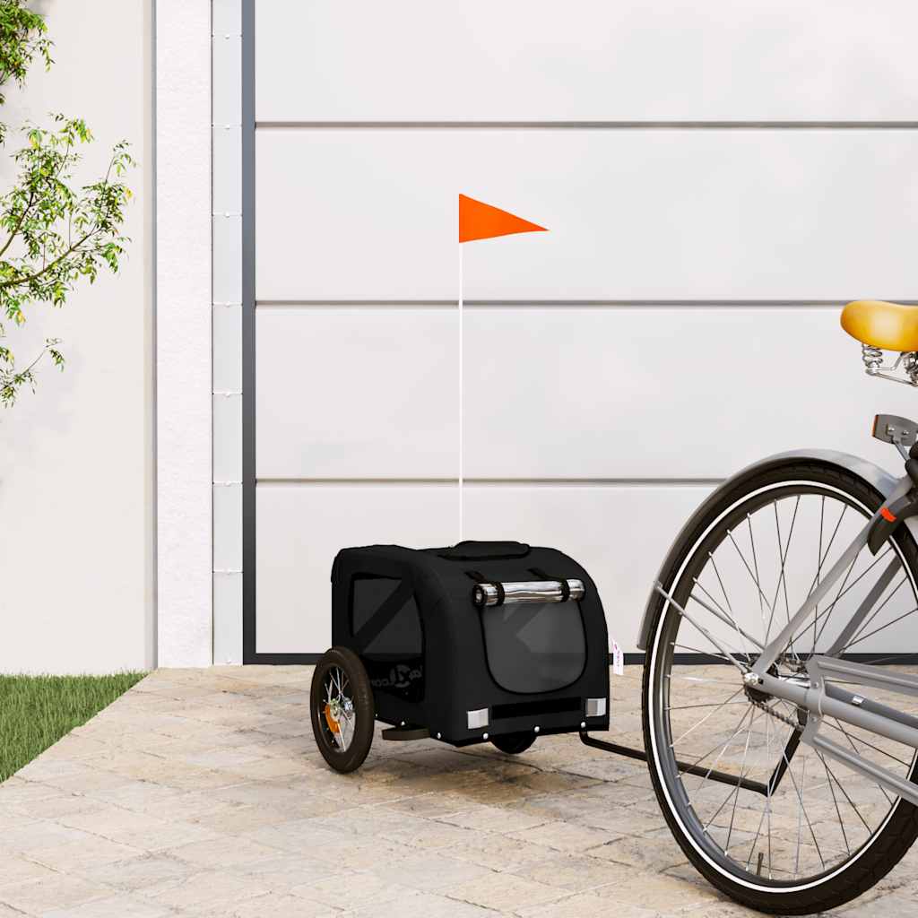 Cykeltrailer til kæledyr i oxfordstof og jern - sort