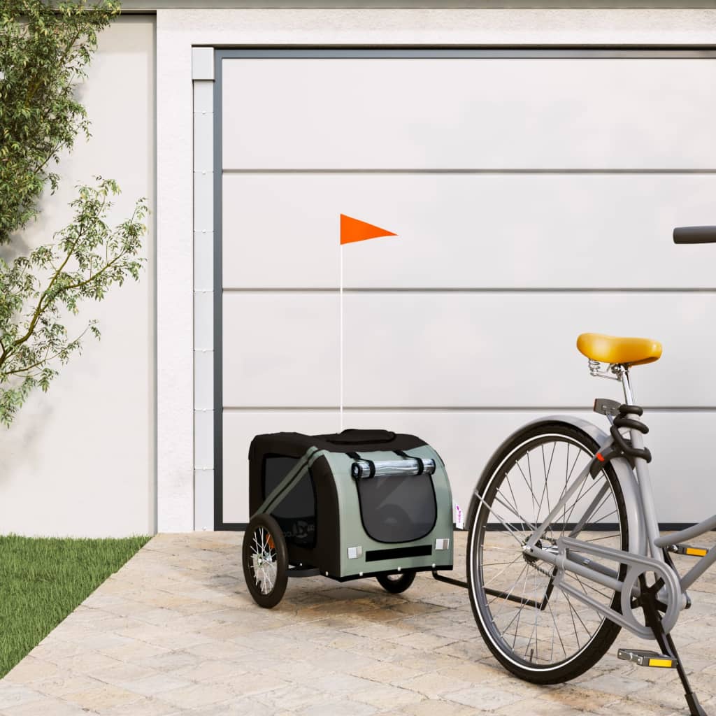 cykelanhænger til kæledyr oxfordstof og jern sort og grå billede