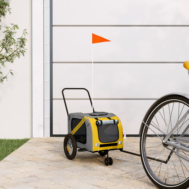 hundetrailer til cykel oxfordstof og jern gul og sort