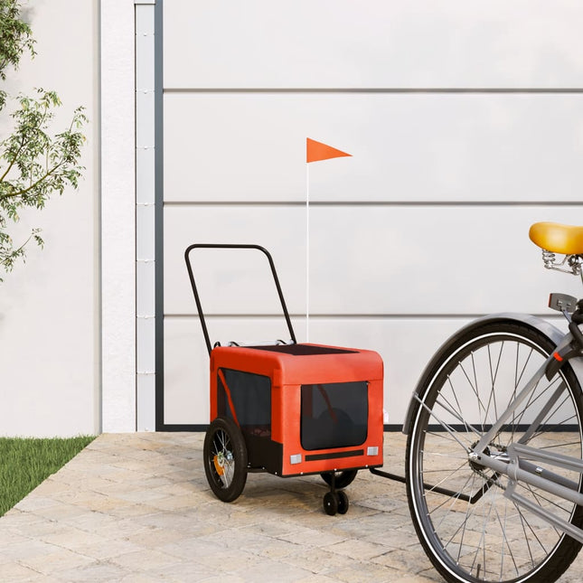 hundetrailer til cykel oxfordstof og jern orange og sort