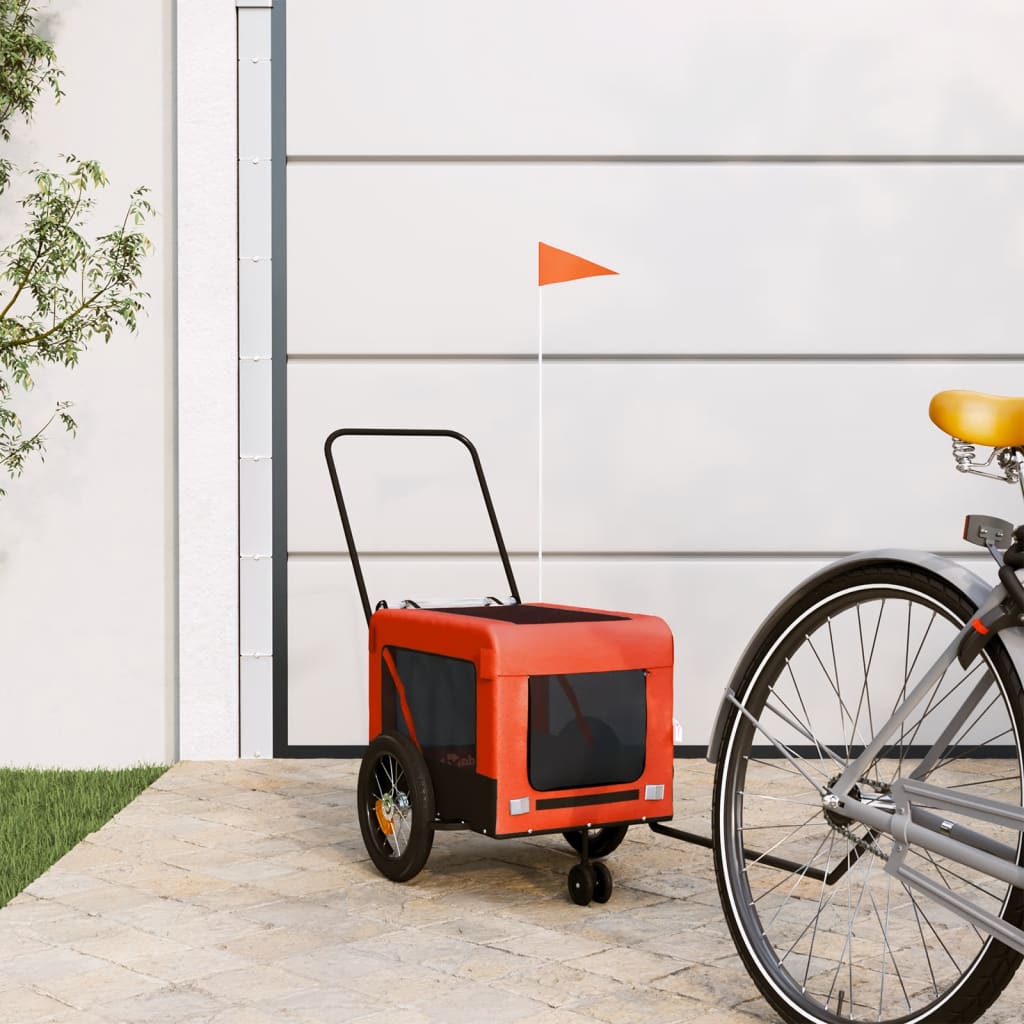 hundetrailer til cykel oxfordstof og jern orange og sort