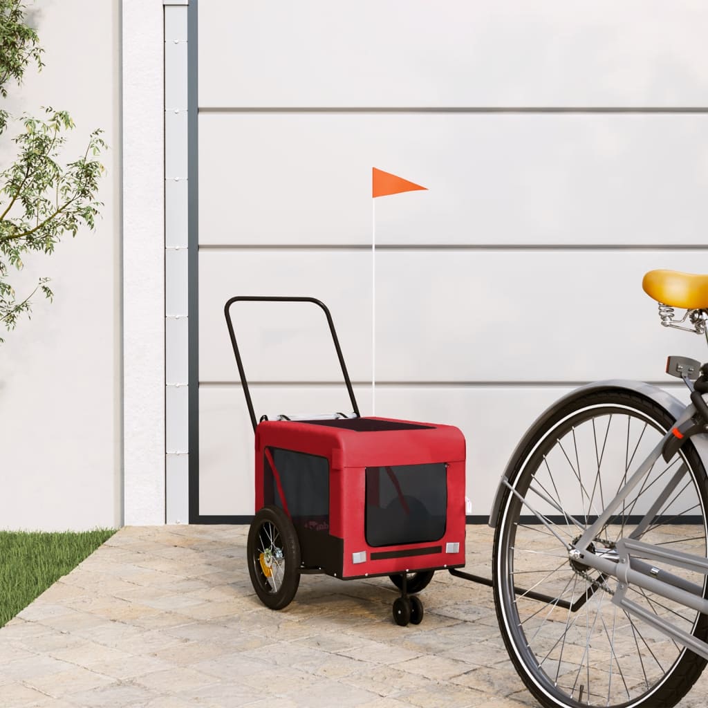Hundetrailer Til Cykel Oxfordstof Og Jern Rød Og Sort - Vidaxl