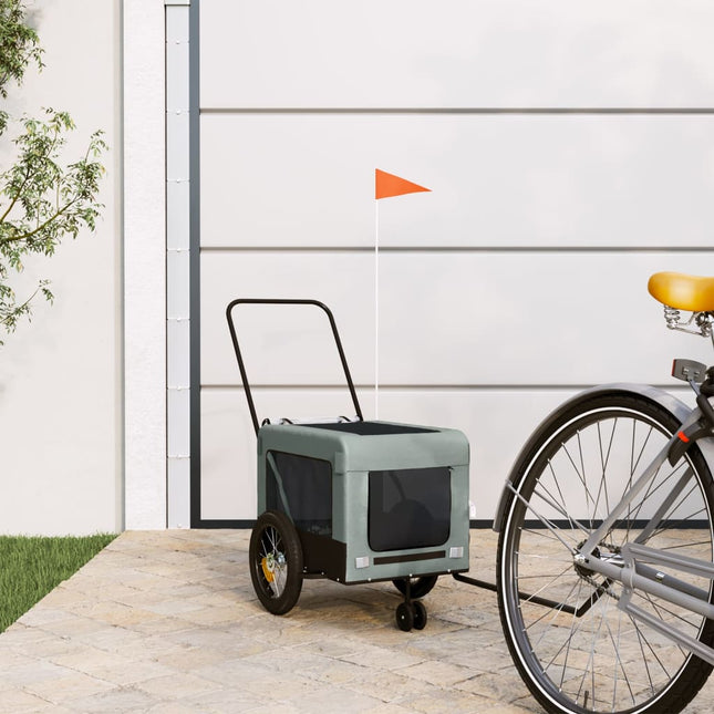 hundetrailer til cykel oxfordstof og jern grå og sort