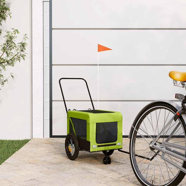 hundetrailer til cykel oxfordstof og jern grøn og sort