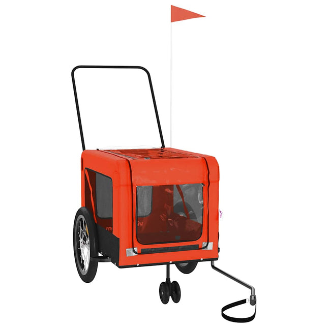 hundetrailer til cykel oxfordstof og jern orange og sort