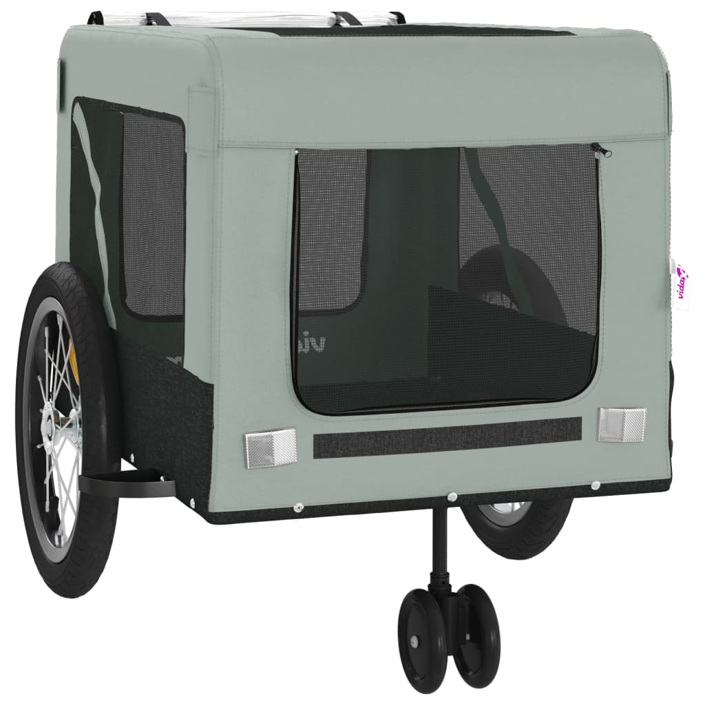 hundetrailer til cykel oxfordstof og jern grå og sort