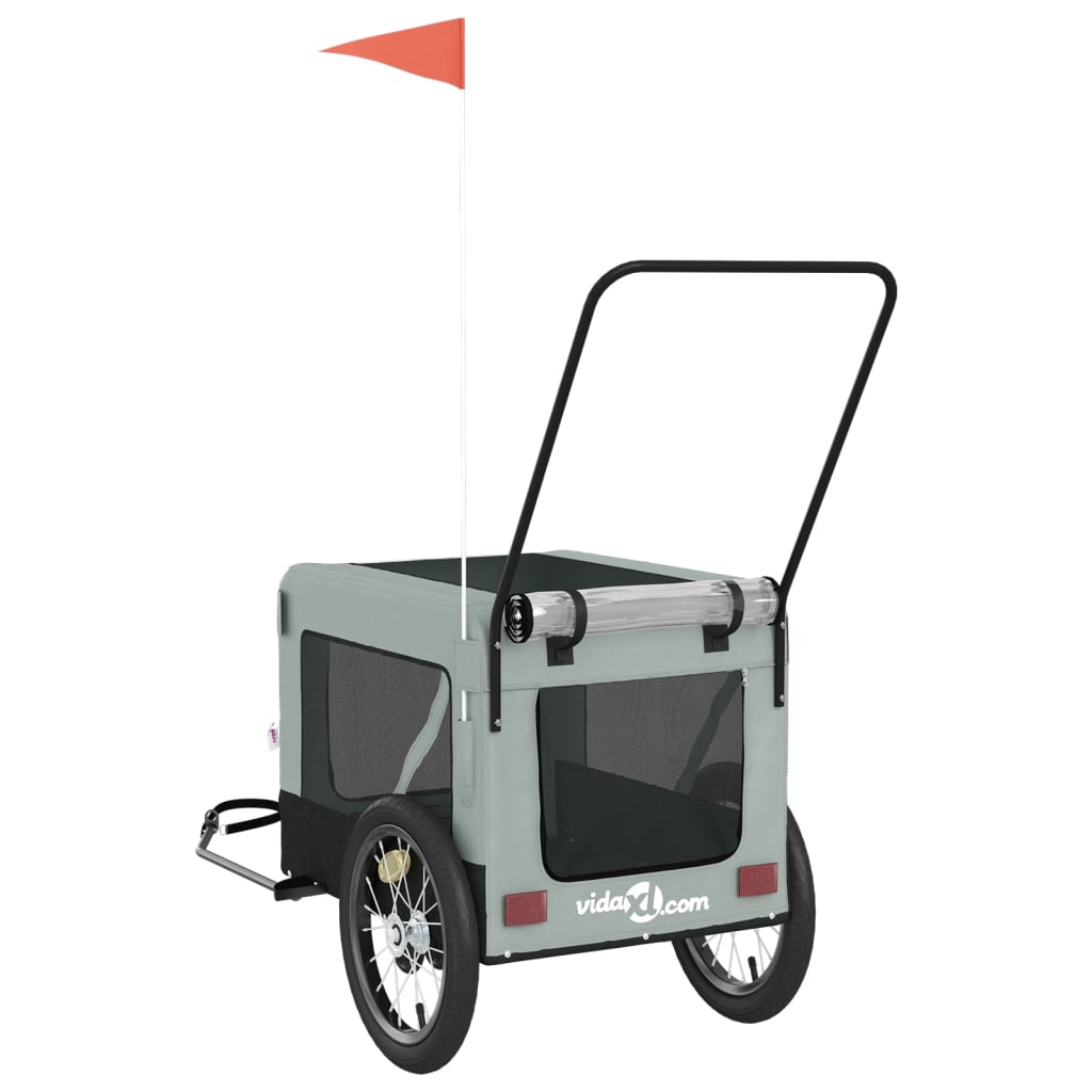 hundetrailer til cykel oxfordstof og jern grå og sort