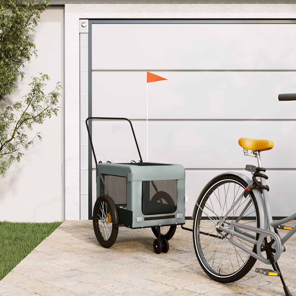 Hundetrailer Til Cykel Oxfordstof Og Jern Grå Og Sort - Vidaxl