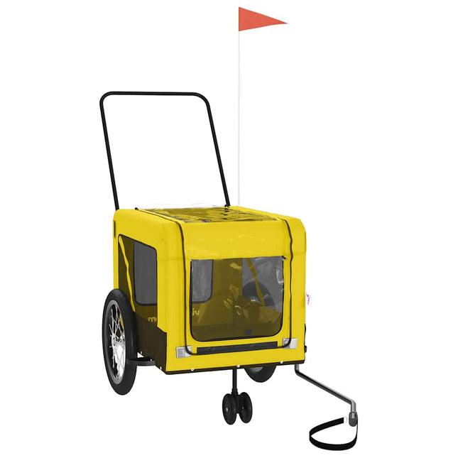 hundetrailer til cykel oxfordstof og jern gul og sort