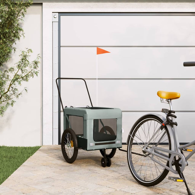 hundetrailer til cykel oxfordstof og jern grå og sort