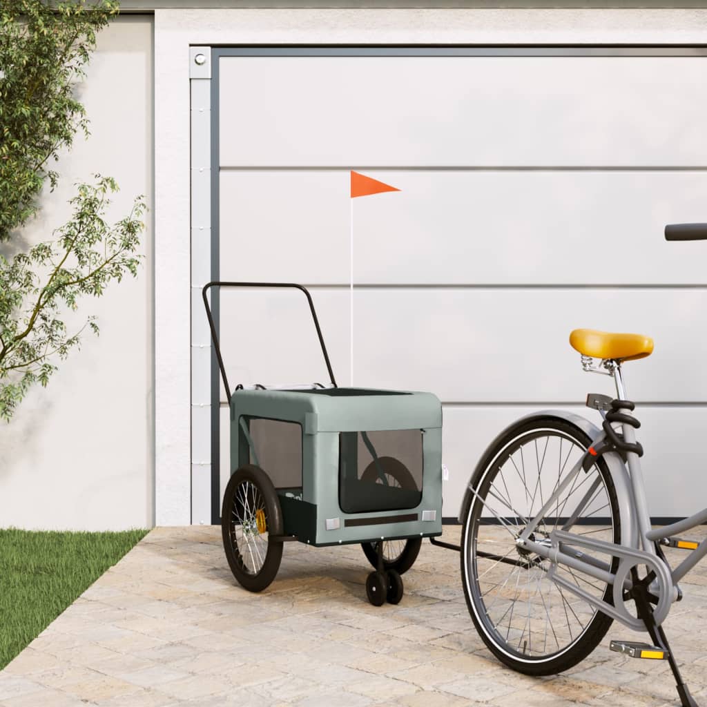 Hundetrailer Til Cykel Oxfordstof Og Jern Grå Og Sort - Vidaxl