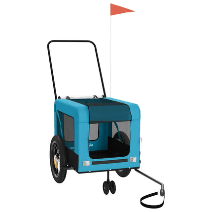 hundetrailer til cykel oxfordstof og jern blå og sort