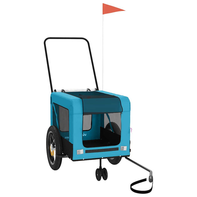 hundetrailer til cykel oxfordstof og jern blå og sort