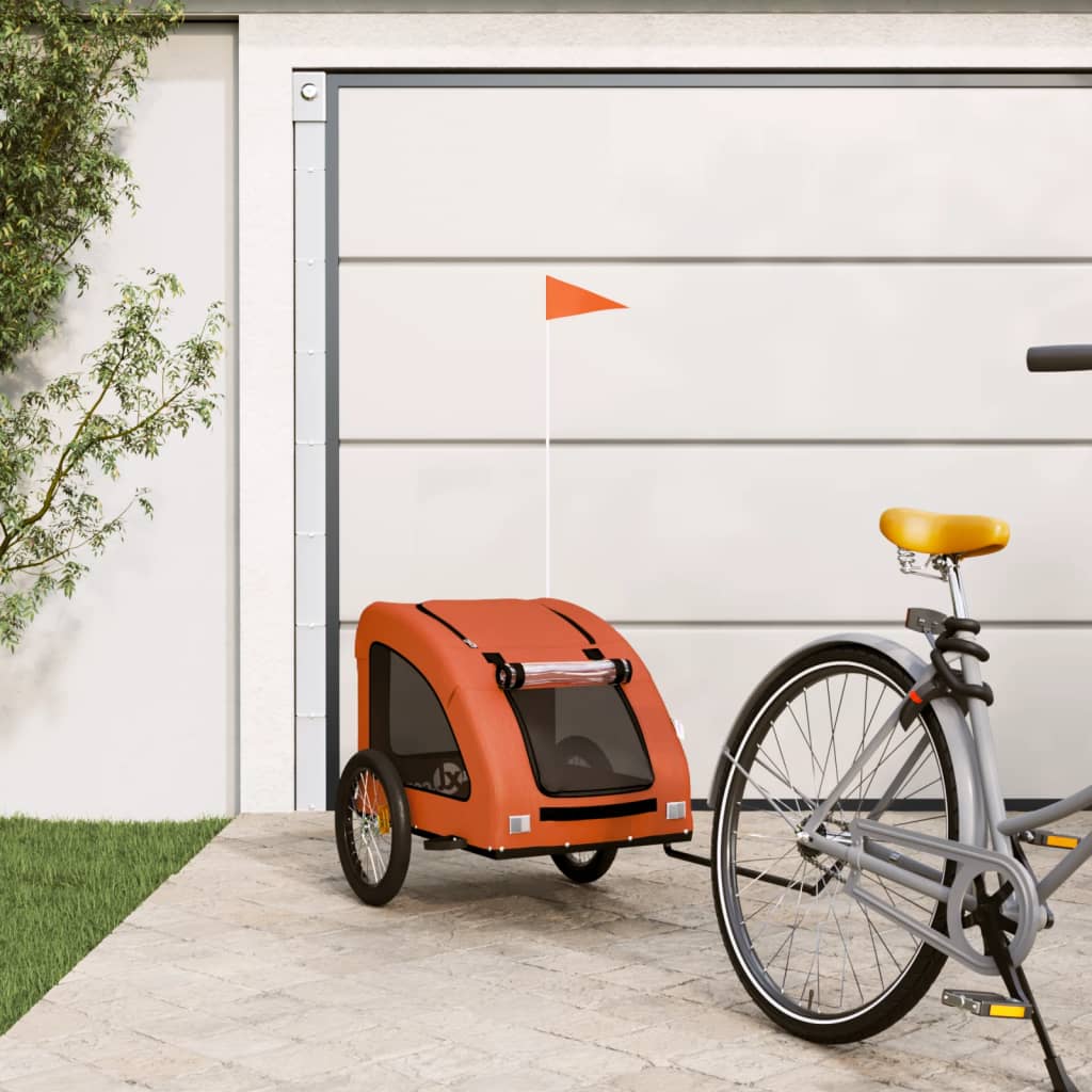 Cykeltrailer til kæledyr - oxfordstof og jern, orange