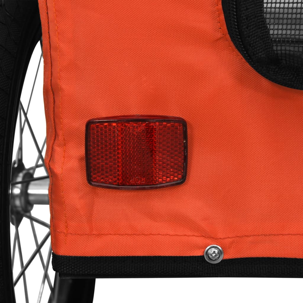 cykeltrailer til kæledyr oxfordstof og jern orange og grå