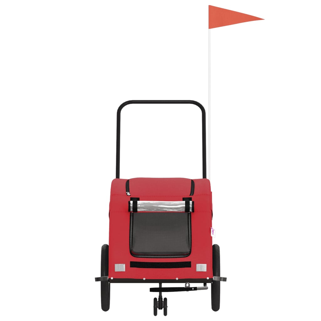 cykeltrailer til kæledyr oxfordstof og jern rød