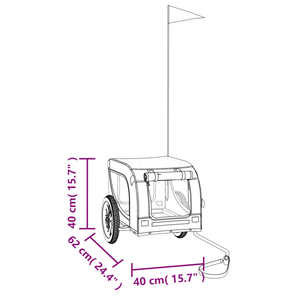 hundetrailer til cykel oxfordstof og jern rød og sort