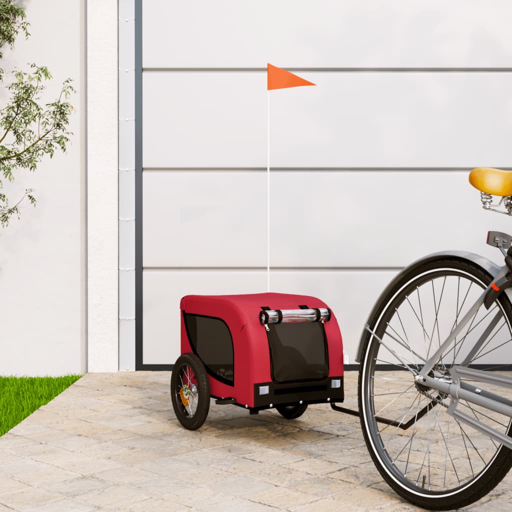 hundetrailer til cykel oxfordstof og jern rød og sort