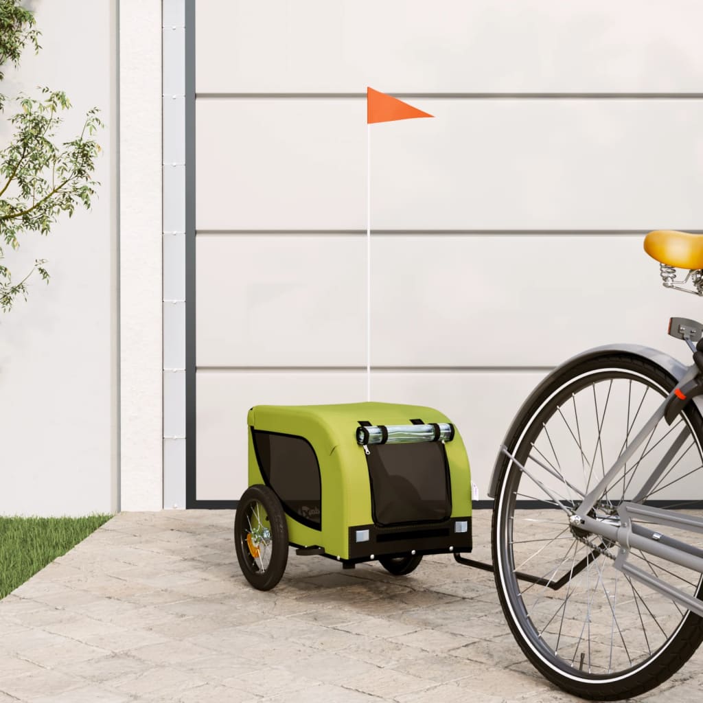 Hundetrailer Til Cykel Oxfordstof Og Jern Grøn Og Sort - Vidaxl