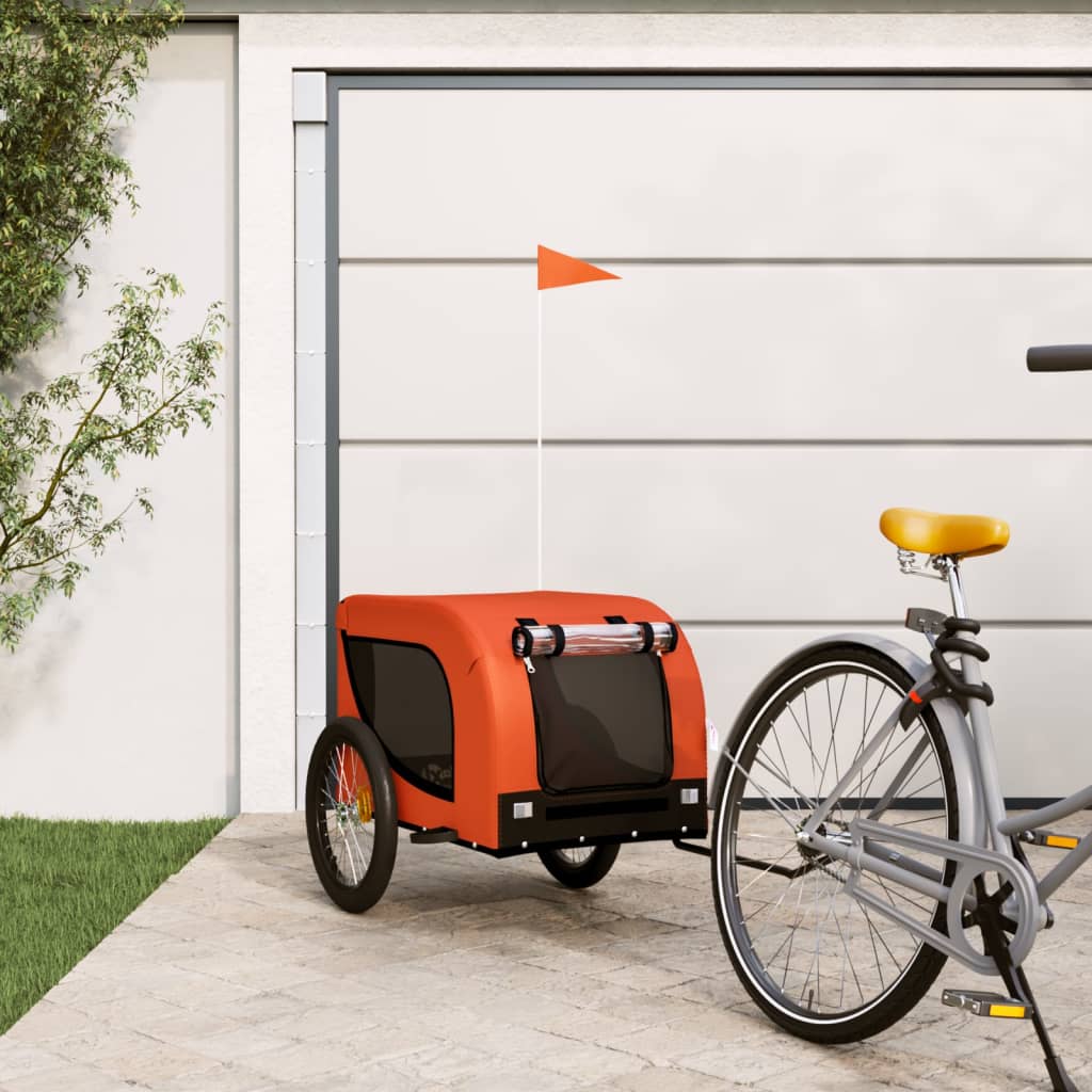 Hundetrailer Til Cykel Oxfordstof Og Jern Orange Og Sort - Vidaxl