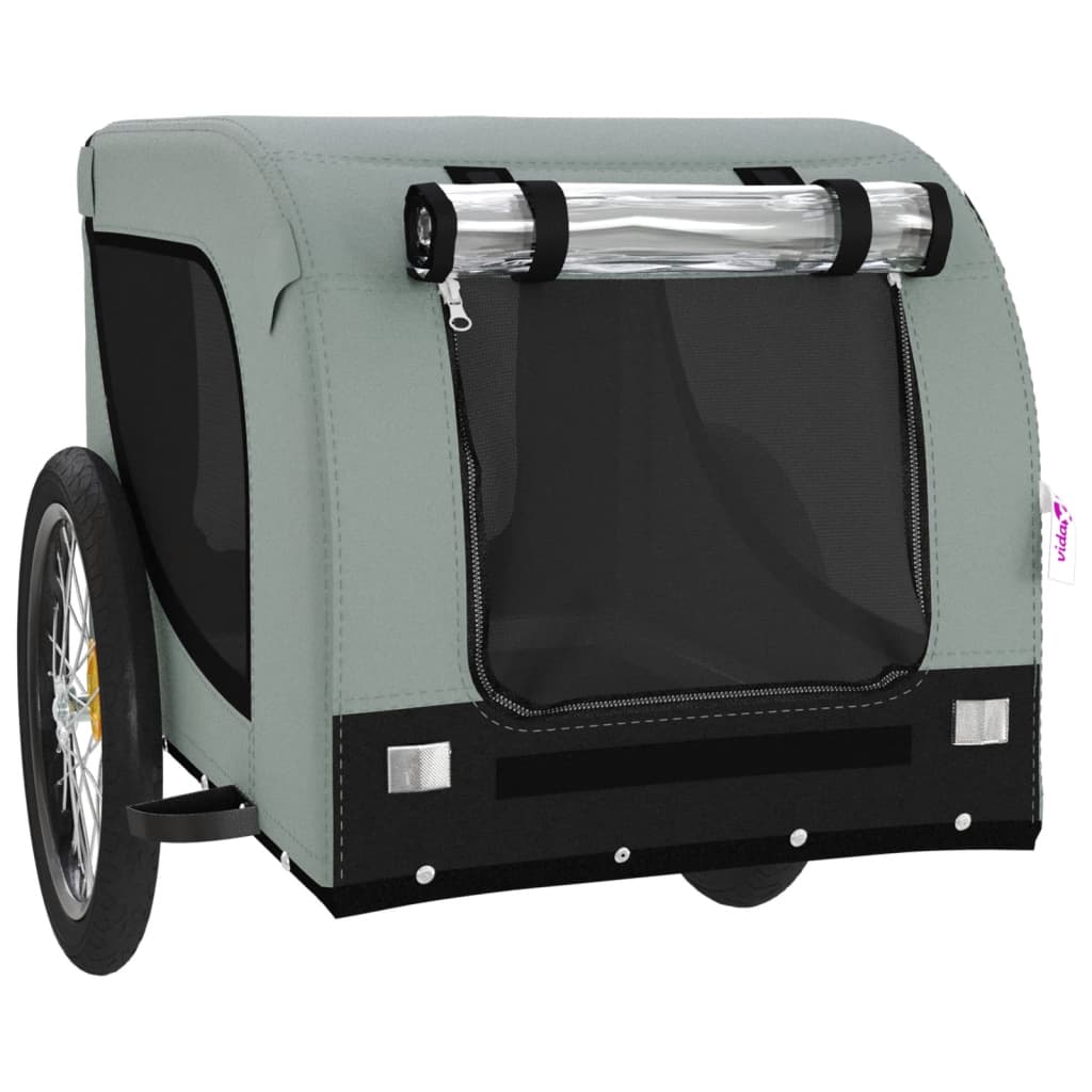hundetrailer til cykel oxfordstof og jern grå og sort