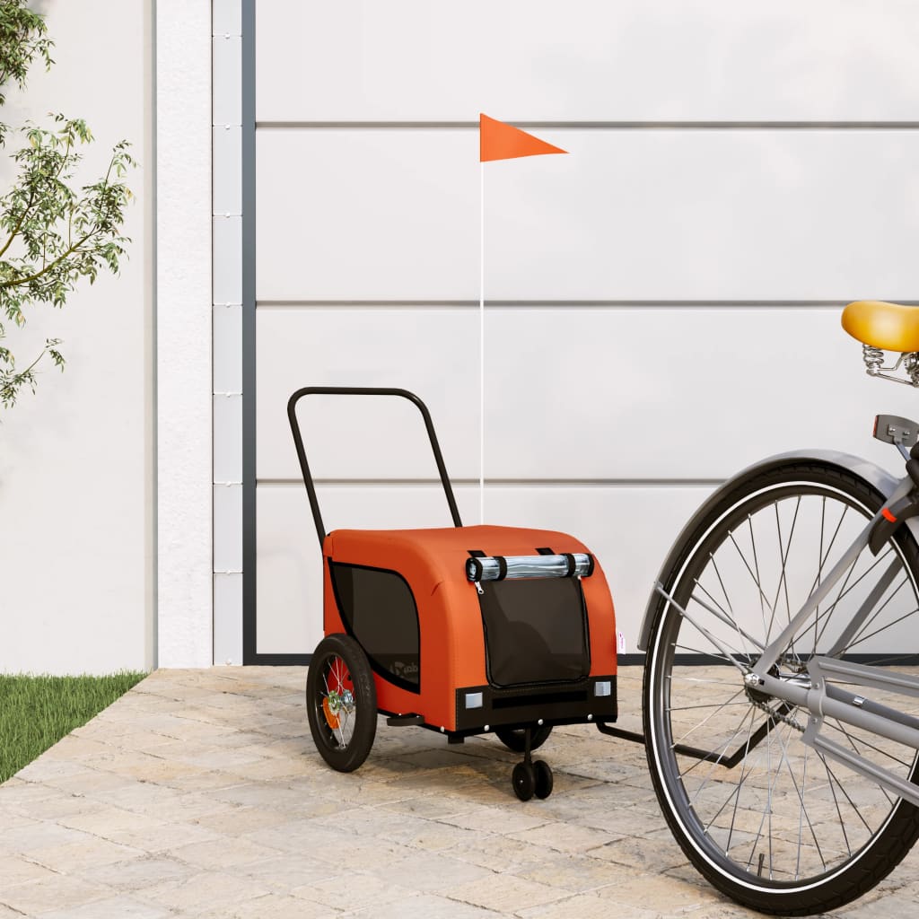 Hundetrailer Til Cykel Oxfordstof Og Jern Orange Og Sort - Vidaxl
