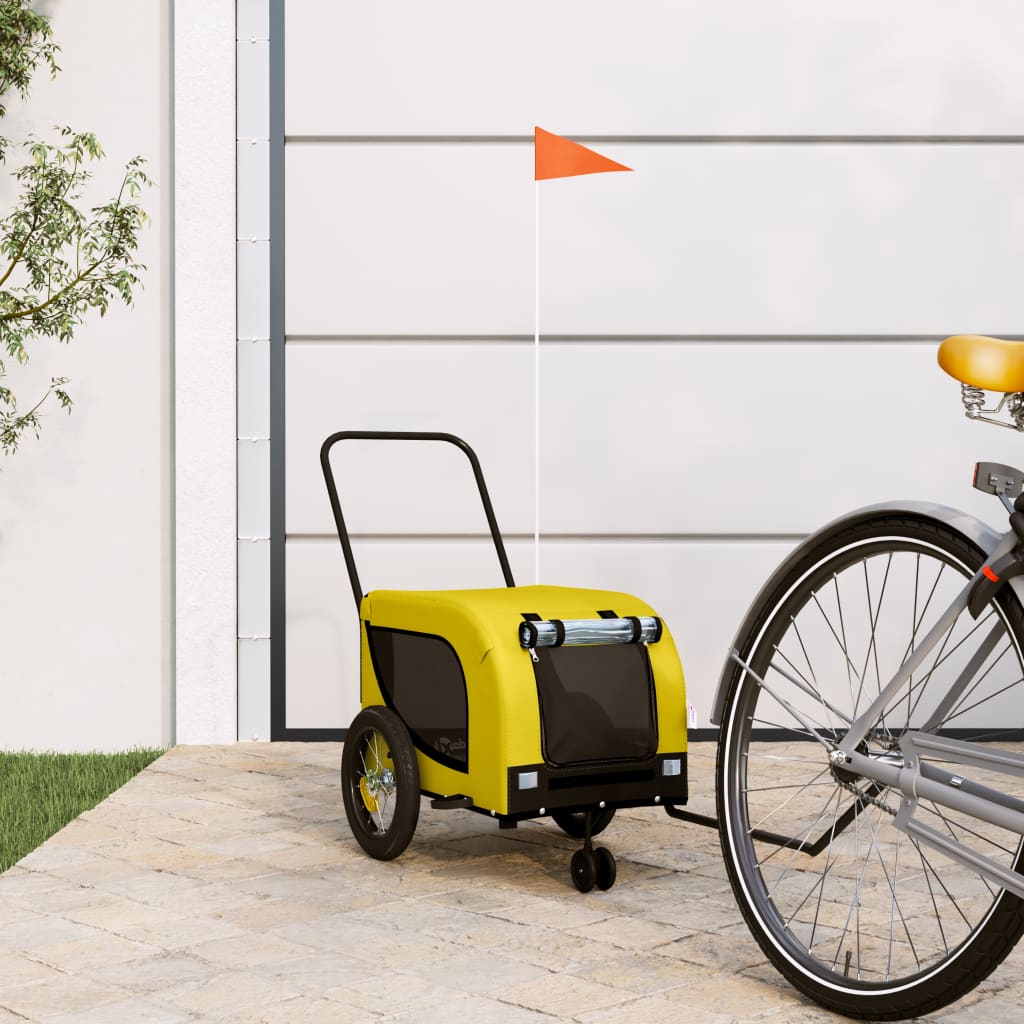 Hundetrailer Til Cykel Oxfordstof Og Jern Gul Og Sort - Vidaxl