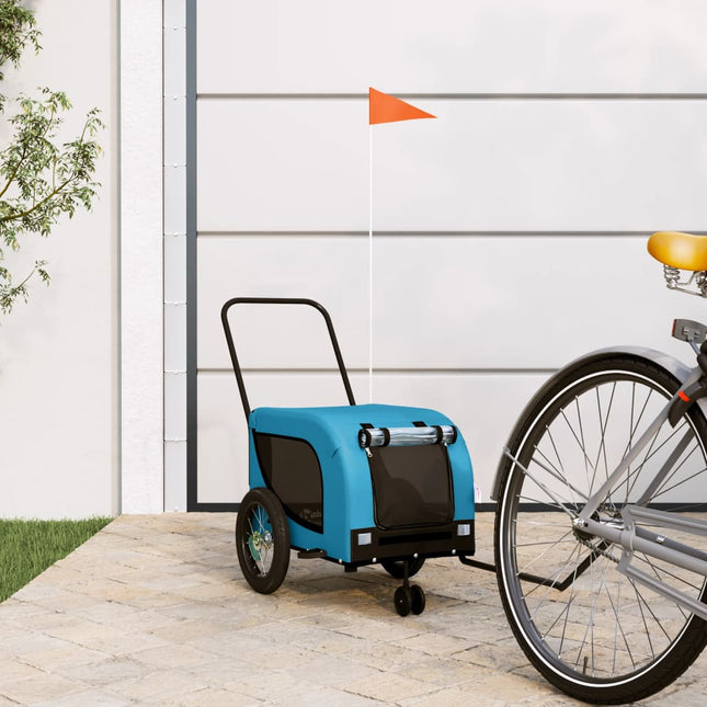 hundetrailer til cykel oxfordstof og jern blå og sort
