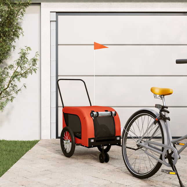 hundetrailer til cykel oxfordstof og jern orange og sort