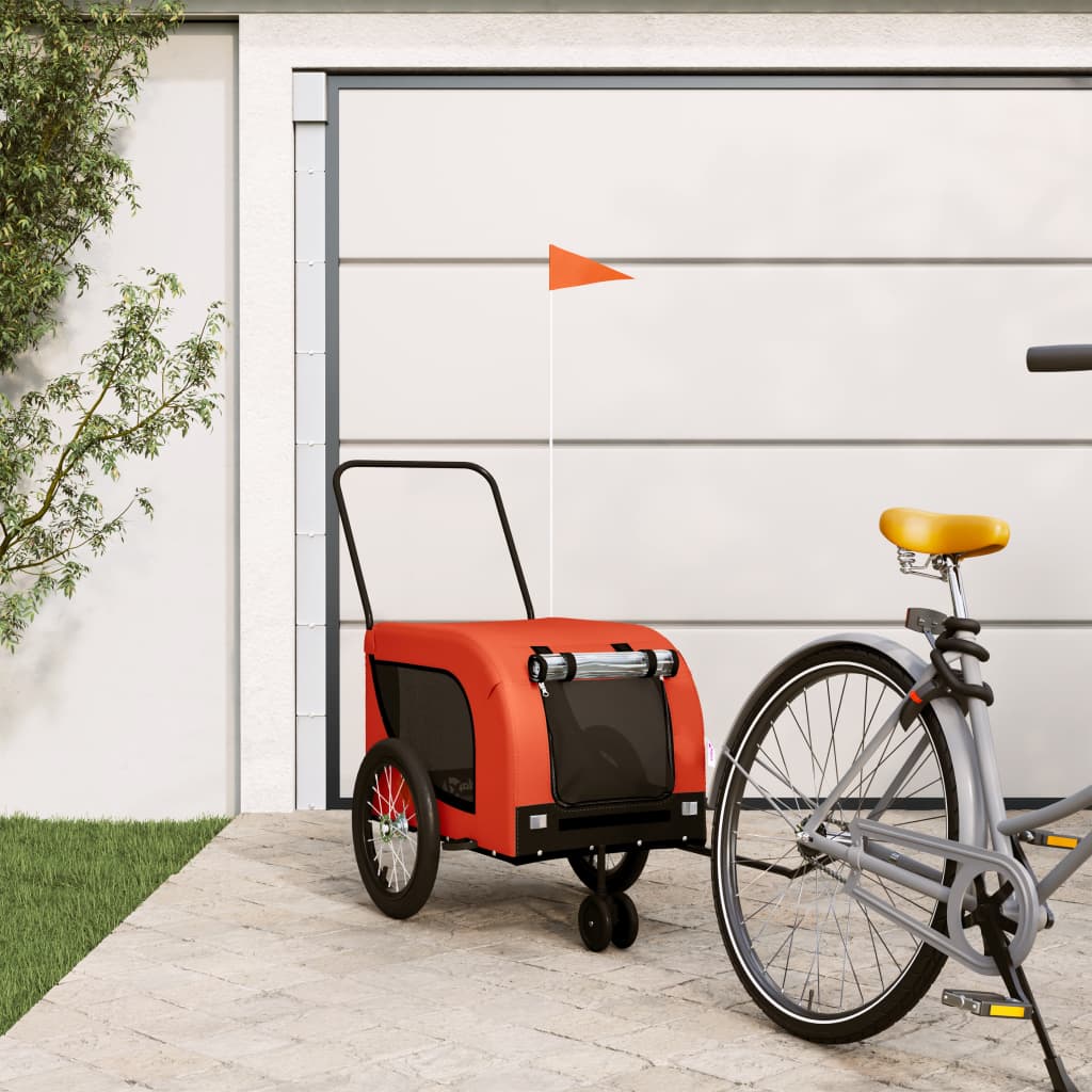 Hundetrailer Til Cykel Oxfordstof Og Jern Orange Og Sort - Vidaxl