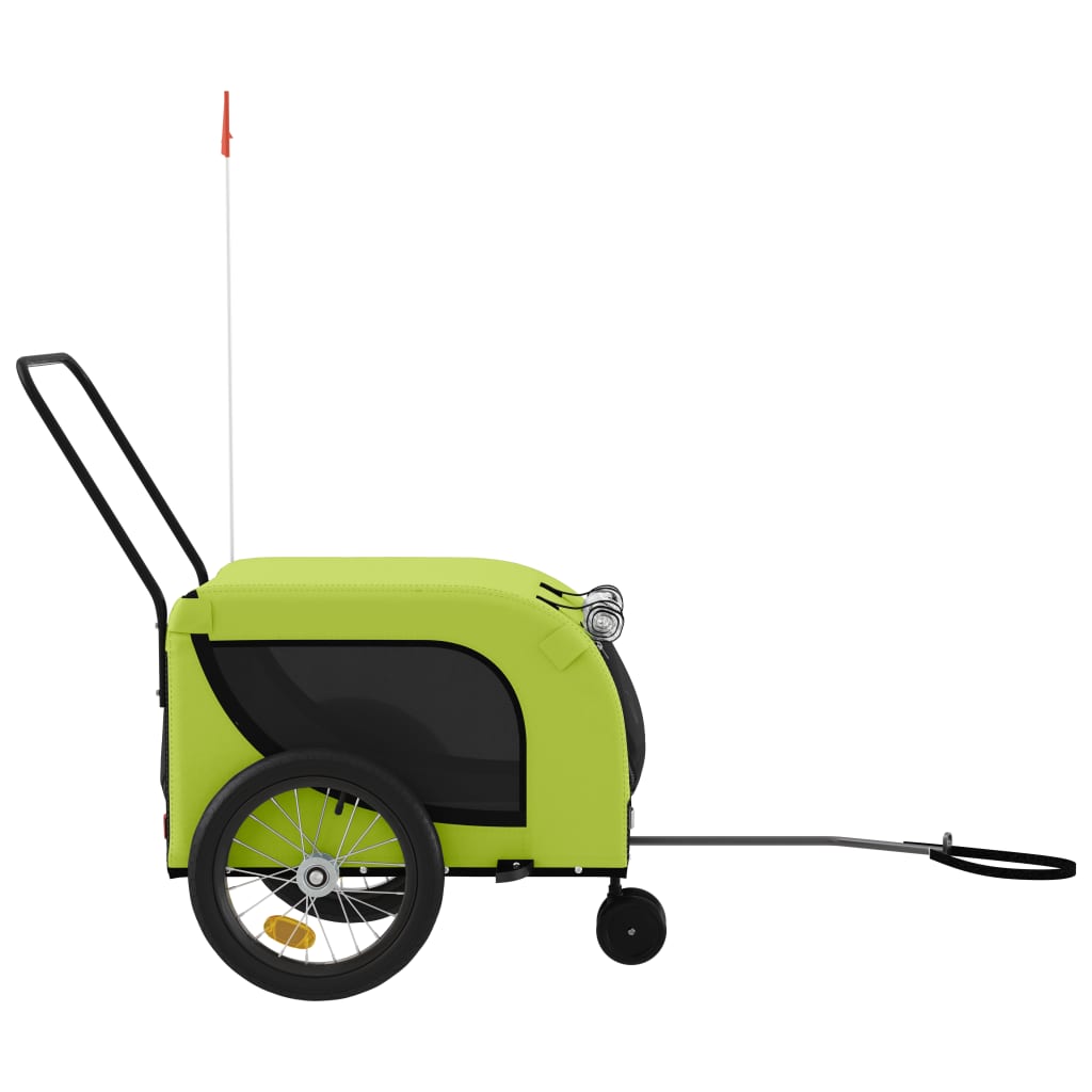 hundetrailer til cykel oxfordstof og jern grøn og sort